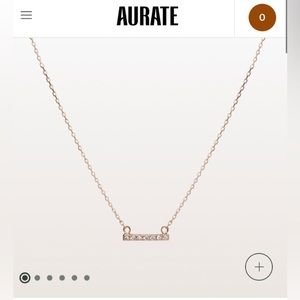 aurate mini diamond bar pendant 14K gold